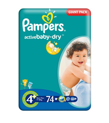 Pampers Active Baby Giant Pack 4+ Maxi 74pcs
